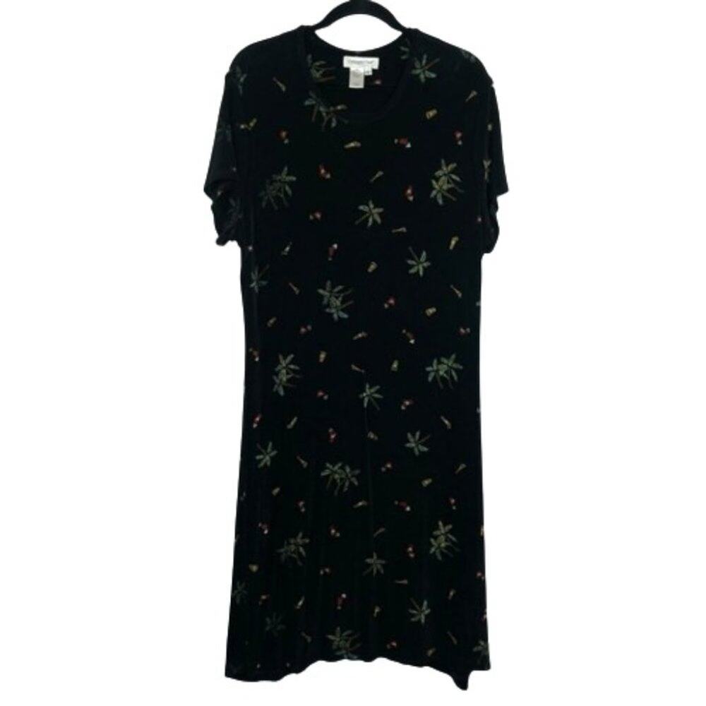 Coldwater Creek black spandex mini dress cocktail, tropical martini size XL